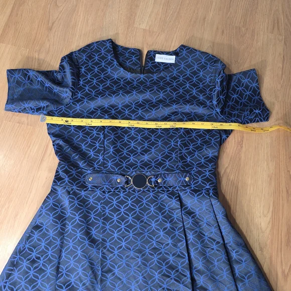 Estee Lauder Navy Patterned Midi Dress - Picture 4 of 11